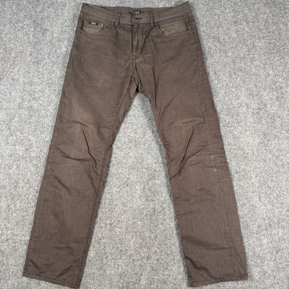 Hugo Boss Mens 32x34 Brown Finest Cotton Flannel 5 Pocket Chino Pants Kansas-10